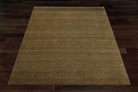 Indo-Nepal Green Hand Knotted 80 X 100  Area Rug 151-18324 Image 10