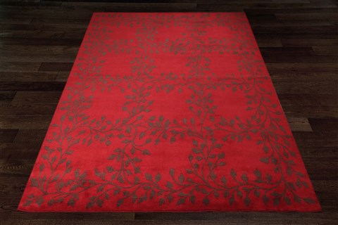 Indo-Nepal Red Hand Knotted 100 X 140  Area Rug 151-18344 Image 2