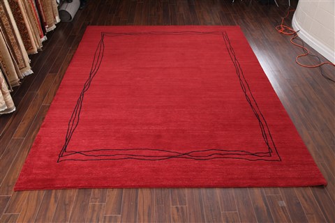 Indo-Nepal Red Hand Knotted 80 X 100  Area Rug 151-18345 Image 9