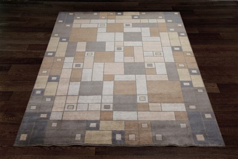 Modern Multicolor Hand Knotted 80 X 100  Area Rug 151-18347 Image 9