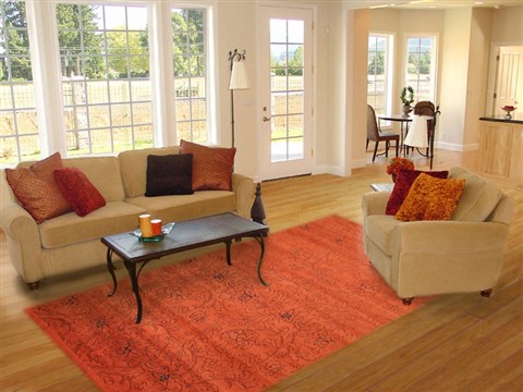 Indo-Nepal Orange Hand Knotted 80 X 100  Area Rug 151-18351 Image 4