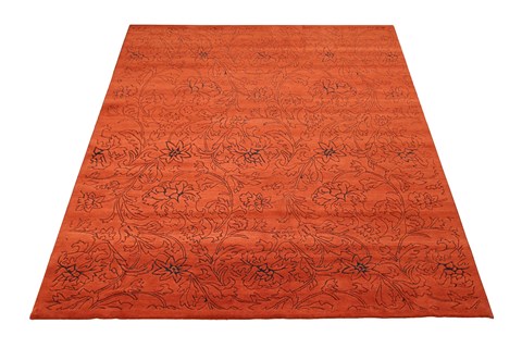 Indo-Nepal Orange Hand Knotted 80 X 100  Area Rug 151-18351 Image 7