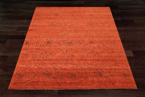 Indo-Nepal Orange Hand Knotted 80 X 100  Area Rug 151-18351 Image 9