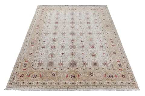 Tabriz White Square Hand Knotted 10 X 10  Area Rug 151-18352 Image 5