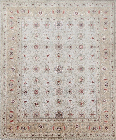 Tabriz White Square Hand Knotted 10 X 10  Area Rug 151-18352 Image 0