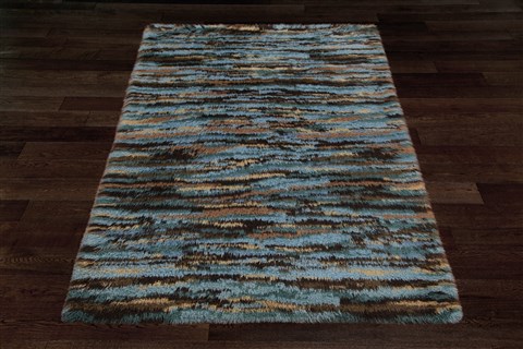Modern Black Hand Knotted 60 X 80  Area Rug 151-18353 Image 3