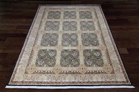 Turkman Black Hand Knotted 100 X 140  Area Rug 151-18357 Image 1