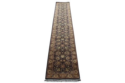 Pishavar Black Runner Hand Knotted 27 X 162  Area Rug 151-18359 Image 3