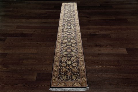Pishavar Black Runner Hand Knotted 27 X 162  Area Rug 151-18359 Image 4