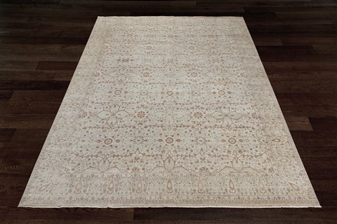 Haji Jalili White Square Hand Knotted 10 X 10  Area Rug 151-18385 Image 1