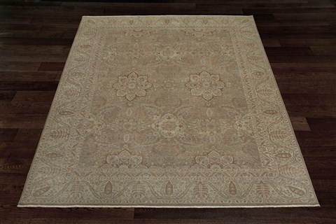 Haji Jalili Brown Square Hand Knotted 10 X 10  Area Rug 151-18405 Image 1