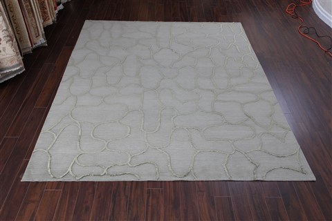 Indo-Nepal Grey Hand Knotted 80 X 100  Area Rug 151-18407 Image 15