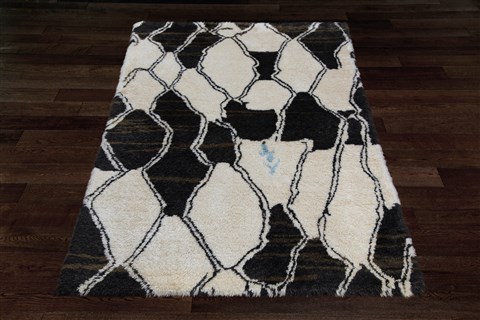 Modern Multicolor Hand Knotted 60 X 80  Area Rug 151-18409 Image 6