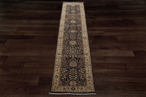 Chobi Black Runner Hand Knotted 28 X 124  Area Rug 151-18420 Image 1