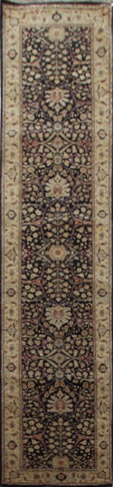 Chobi Black Runner Hand Knotted 28 X 124  Area Rug 151-18420 Image 0