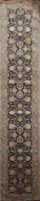 Chobi Black Runner Hand Knotted 28 X 144  Area Rug 151-18421 Image 0