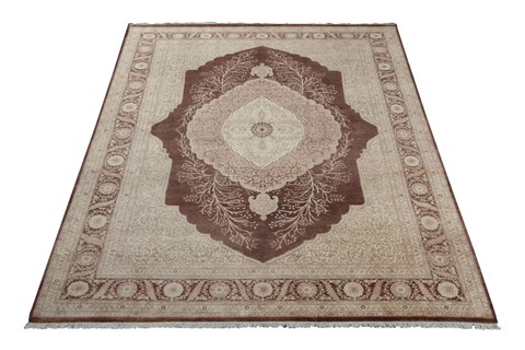 Tabriz Brown Hand Knotted 90 X 120  Area Rug 151-18426 Image 4
