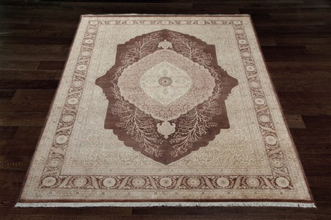 Tabriz Brown Hand Knotted 90 X 120  Area Rug 151-18426 Image 7