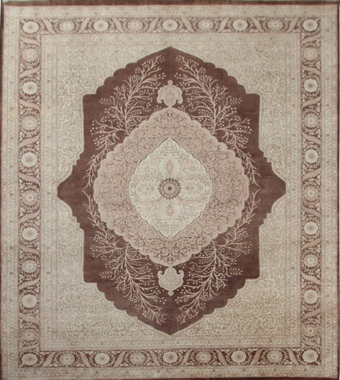 Tabriz Brown Hand Knotted 90 X 120  Area Rug 151-18426 Image 0