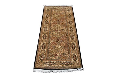 Bakhtiar Brown Runner Hand Knotted 32 X 84  Area Rug 151-18429 Image 1