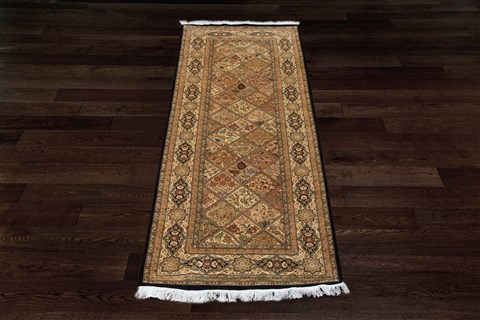 Bakhtiar Brown Runner Hand Knotted 32 X 84  Area Rug 151-18429 Image 4