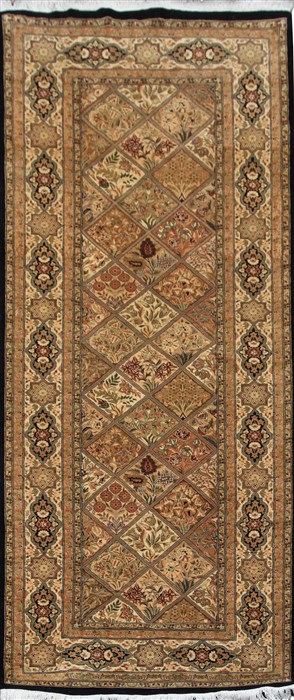 Bakhtiar Brown Runner Hand Knotted 32 X 84  Area Rug 151-18429 Image 0