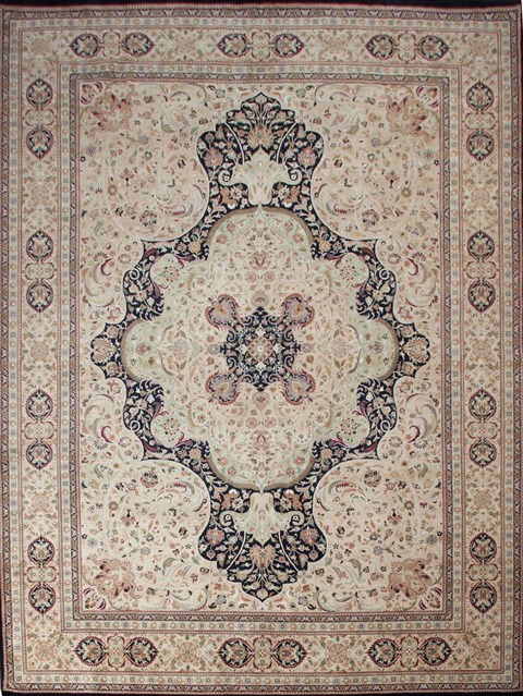 Tabriz Black Hand Knotted 100 X 140  Area Rug 151-18430 Image 0