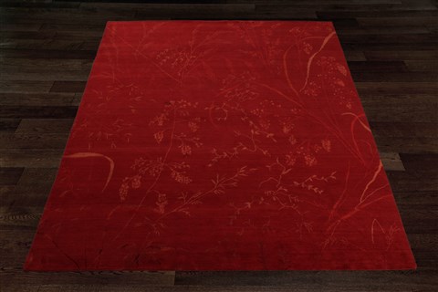 Indo-Nepal Red Hand Knotted 80 X 100  Area Rug 151-18434 Image 12