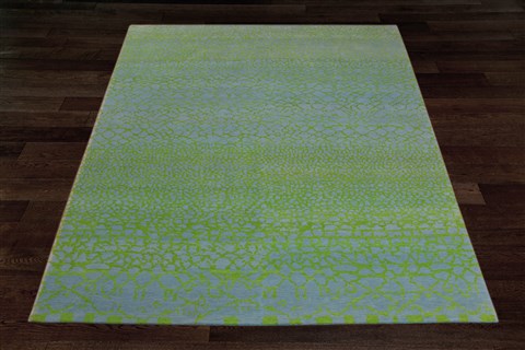 Indo-Nepal Green Hand Knotted 80 X 100  Area Rug 151-18436 Image 8