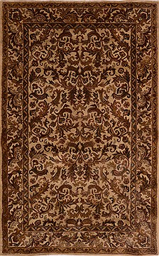Indian Jaipur Beige Rectangle 5x8 ft Wool Carpet 18447