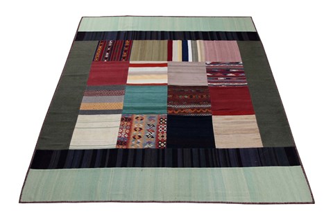 Patchwork Multicolor Hand Knotted 82 X 100  Area Rug 151-18451 Image 6