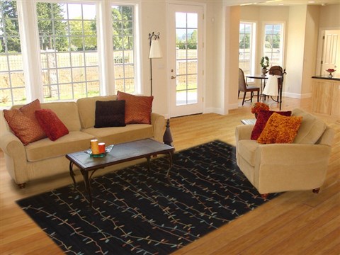 Modern Black Hand Knotted 80 X 100  Area Rug 151-18457 Image 4