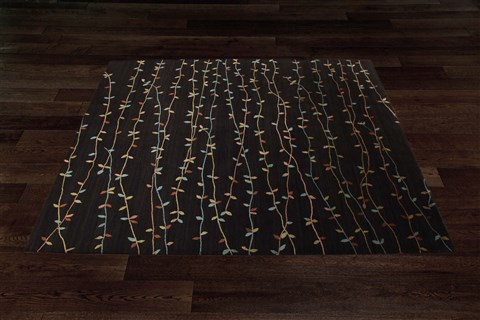 Modern Black Hand Knotted 80 X 100  Area Rug 151-18457 Image 10