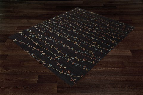 Modern Black Hand Knotted 80 X 100  Area Rug 151-18457 Image 11
