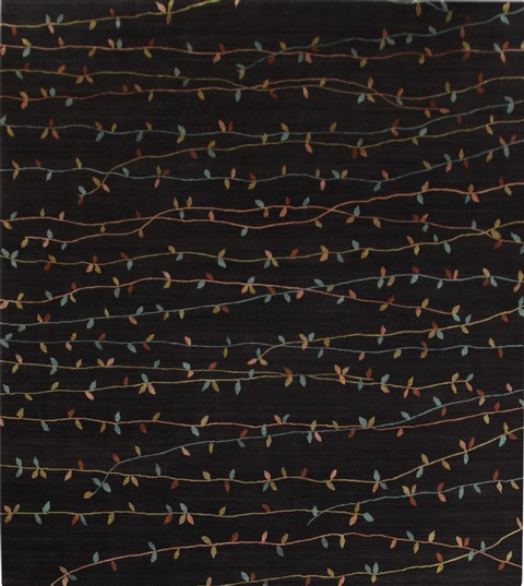 Modern Black Hand Knotted 80 X 100  Area Rug 151-18457 Image 0