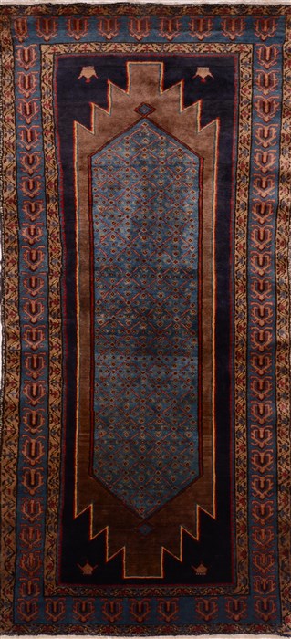Nahavand Blue Runner Hand Knotted 40 X 90  Area Rug 100-18460 Image 0