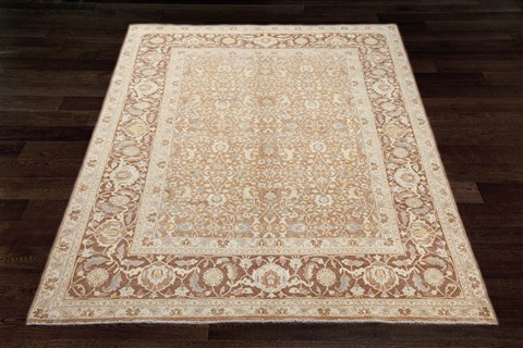 Chobi Beige Hand Knotted 84 X 116  Area Rug 151-18464 Image 3