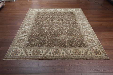 Chobi Brown Square Hand Knotted 10 X 10  Area Rug 151-18465 Image 1