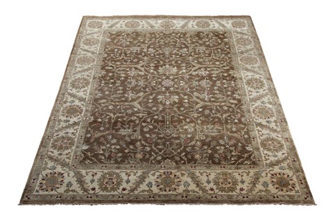 Chobi Brown Square Hand Knotted 10 X 10  Area Rug 151-18465 Image 4