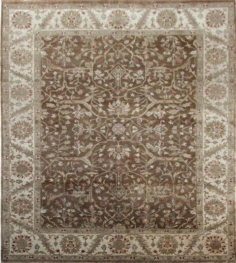 Chobi Brown Square Hand Knotted 10 X 10  Area Rug 151-18465 Image 0