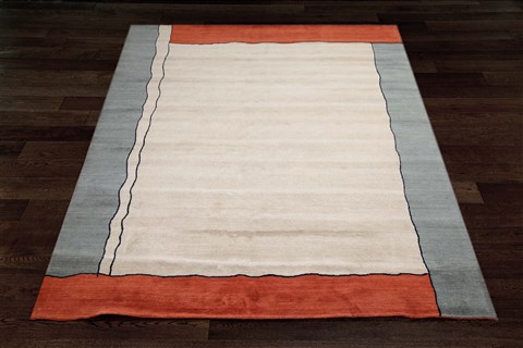 Modern White Hand Knotted 80 X 100  Area Rug 151-18470 Image 7