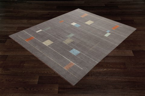 Modern Grey Hand Knotted 80 X 100  Area Rug 151-18481 Image 11
