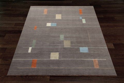 Modern Grey Hand Knotted 80 X 100  Area Rug 151-18481 Image 8