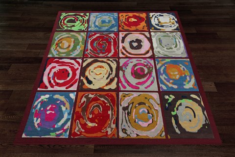 Modern Multicolor Hand Knotted 80 X 100  Area Rug 151-18495 Image 6