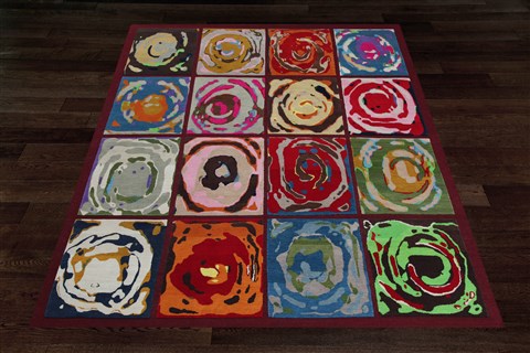 Modern Multicolor Hand Knotted 80 X 100  Area Rug 151-18495 Image 13