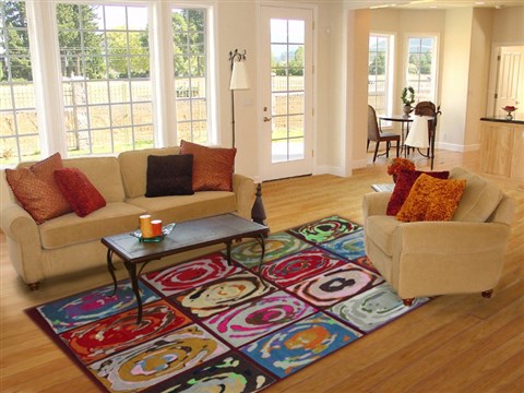 Modern Multicolor Hand Knotted 80 X 100  Area Rug 151-18495 Image 3