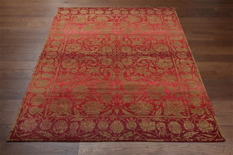 Pishavar Red Hand Knotted 80 X 100  Area Rug 151-18497 Image 6