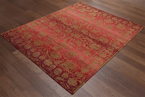 Pishavar Red Hand Knotted 80 X 100  Area Rug 151-18497 Image 9