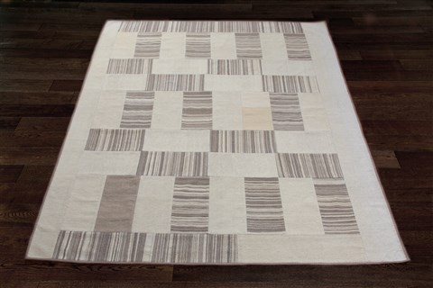 Modern White Hand Knotted 86 X 108  Area Rug 151-18501 Image 1