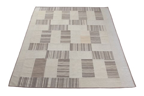 Modern White Hand Knotted 86 X 108  Area Rug 151-18501 Image 2